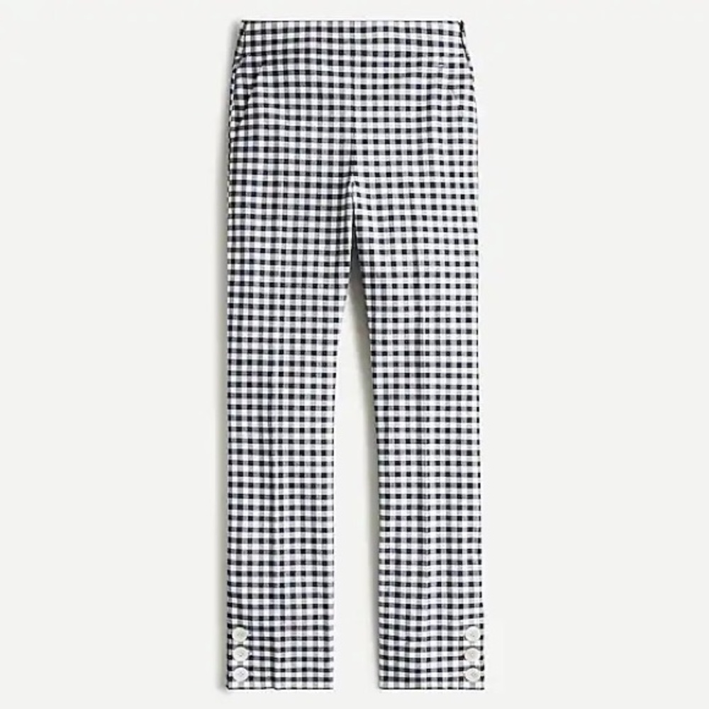 J. Crew Remi Gingham High Waist Ankle Cropped Pants with Button Detailing Size 6